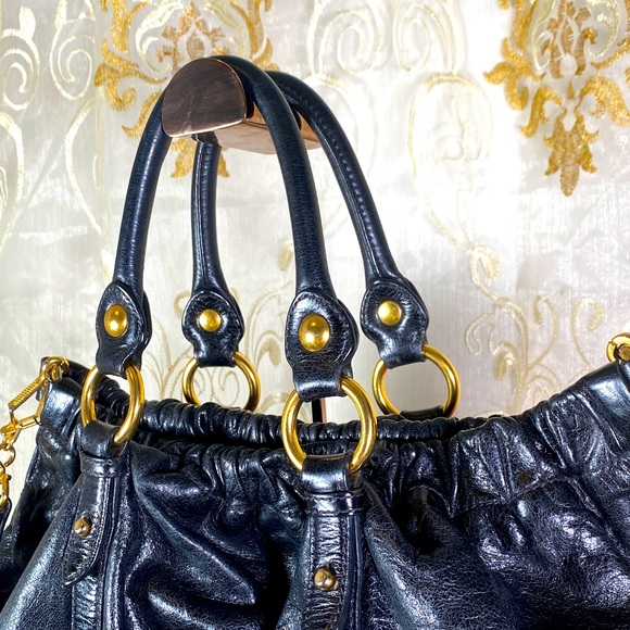 AUTH MIUMIU Vitello Lux Gathered Shopper Shine Bag - Picture 7 of 16